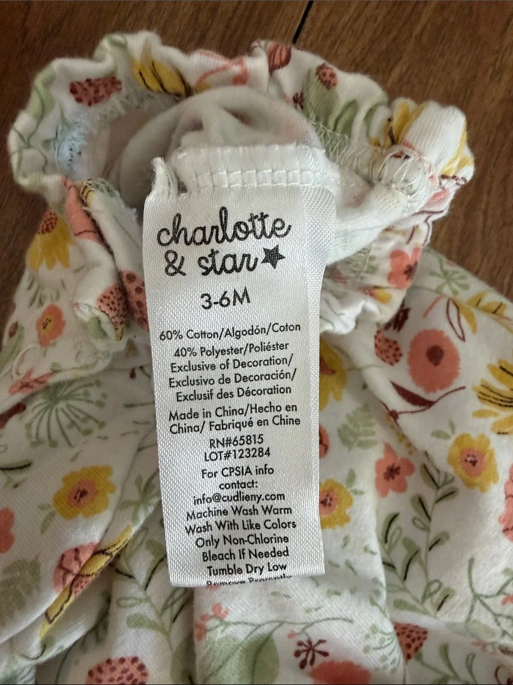 Charlotte & Star - Floral Eyelet Baby Romper - White with Yellow & Pink Flowers